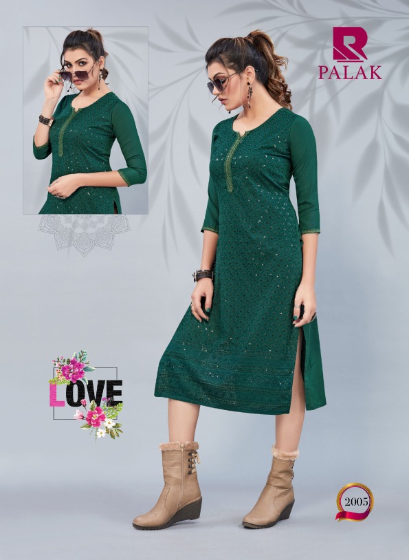 Raashi Palak Rayon Designer Exclusive Kurti Collection